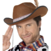 Dallas Bruine Cowboy Hoed Met Veer -Feestkleding Winkel 600x800 1311