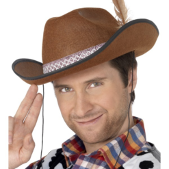 Dallas Bruine Cowboy Hoed Met Veer