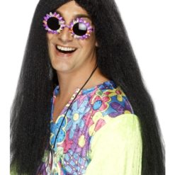 Hippie Zwarte Lange Pruik