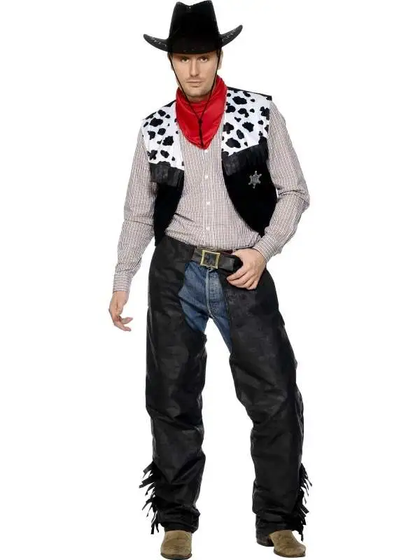 Leren Cowboy Heren Kostuum 3 Leren Cowboy Heren Kostuum