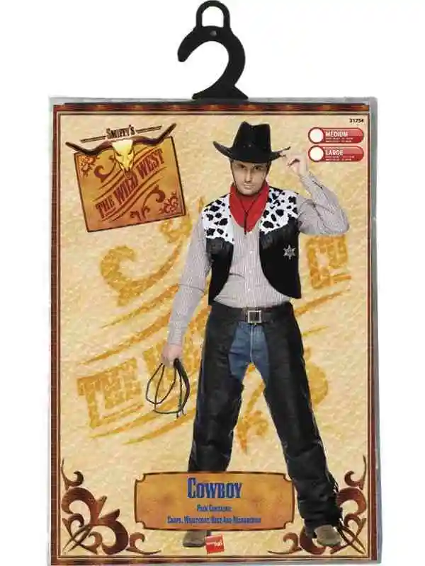 Leren Cowboy Heren Kostuum 4 Leren Cowboy Heren Kostuum - Afbeelding 2