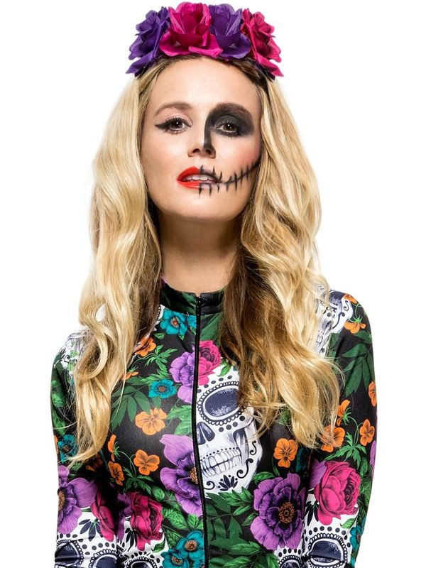 Day Of The Dead Rose Hoofdband 3 Day Of The Dead Rose Hoofdband