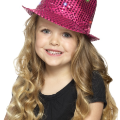 Light Up Sequin Trilby Hoed Roze Kids