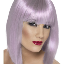 Neon Lila Glam Pruik Kort