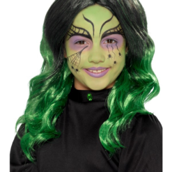 Kids Witch Pruik Groen Ombre