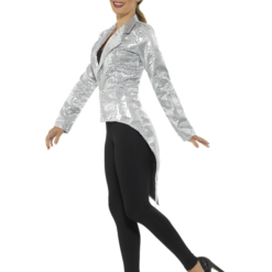 Sequin Tailcoat Jacket Dames Zilver -Feestkleding Winkel 600x800 2668