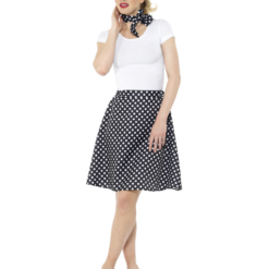 Adults 50s Polka Dot Skirt Zwart