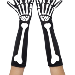 Zwarte Handschoenen Met Skelet Print